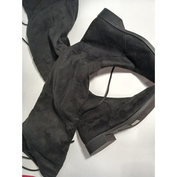 JG Women’s Black Over-the-Knee Boots Size 8.5 Faux Suede Stretch Fit Zip Closure - Picture 4 of 9